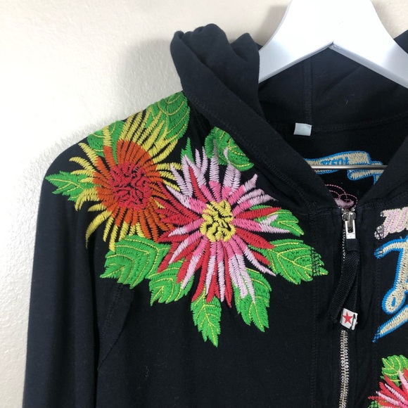 Johnny Was Embroidered Zip Up Black Hoodie Lions Baseball Team Spirit Medium - Picture 11 of 12